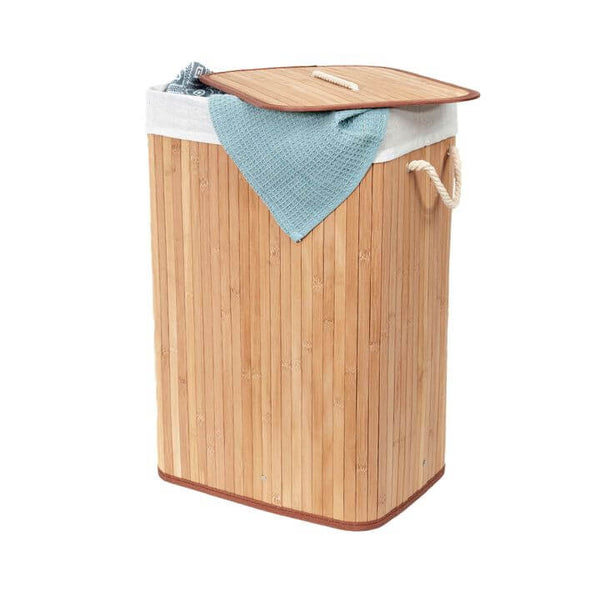 Collapsible Rectangular Bamboo Laundry Hamper