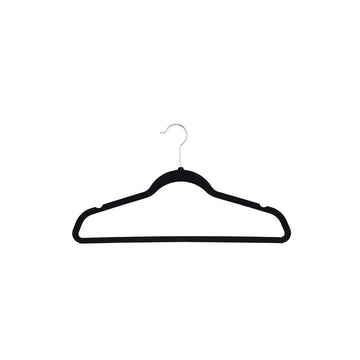 Flocked Coat Hangers with Bar 50 Pack Black