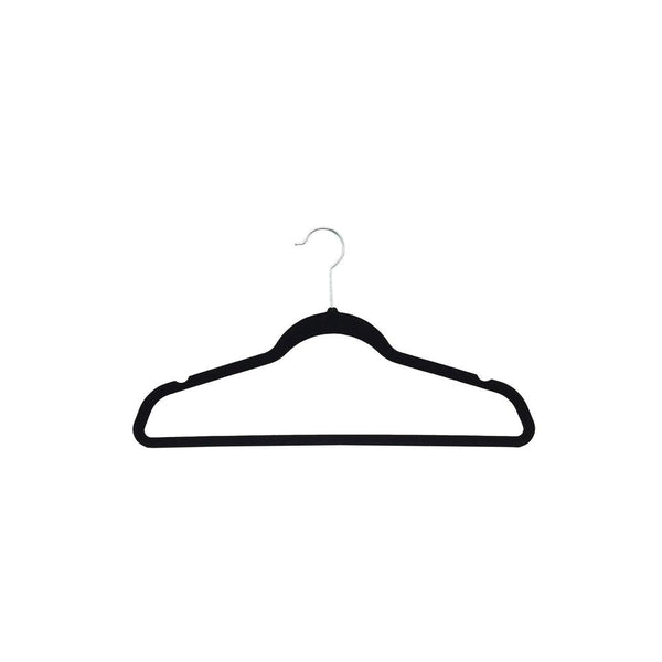 Flocked Coat Hangers with Bar 50 Pack Black