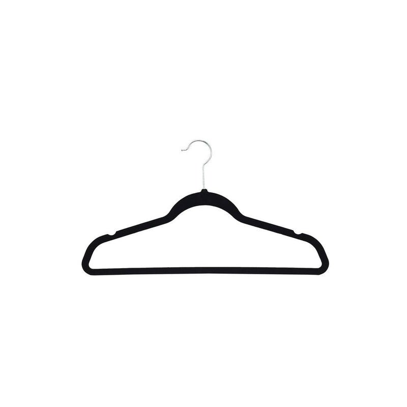 Flocked Coat Hangers with Bar 50 Pack Black