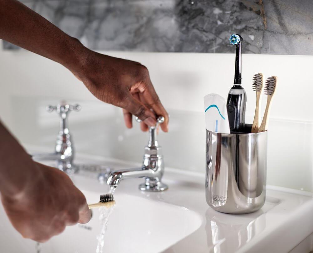 Joseph Joseph EasyStore Luxe Stainless Steel Toothbrush Caddy - BATHROOM - Toothbrush Holders - Soko and Co