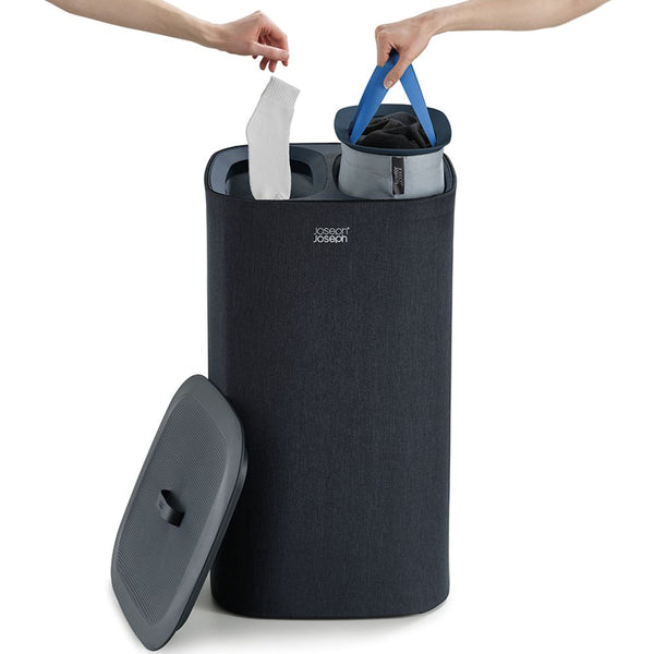 Joseph Joseph Tota 60L Twin Laundry Hamper Carbon Black
