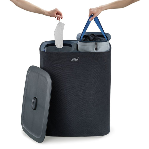 Joseph Joseph Tota 90L Twin Laundry Hamper Carbon Black