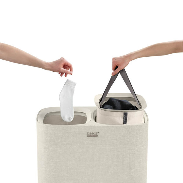 Joseph Joseph Tota 90L Twin Laundry Hamper Ecru