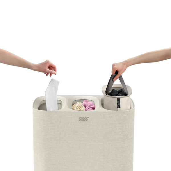 Joseph Joseph Tota Trio 90L Triple Laundry Hamper Ecru