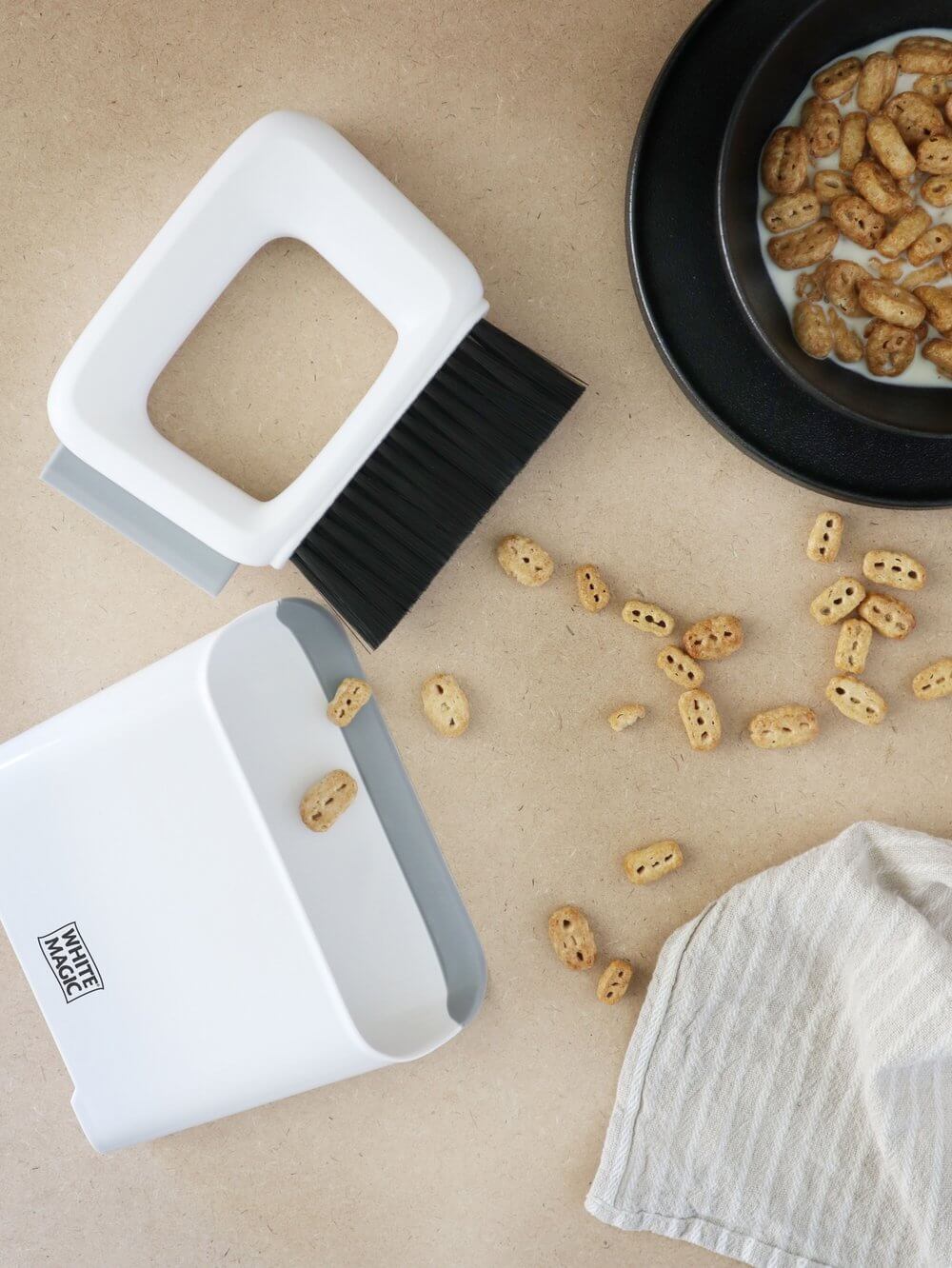 Kitchen Benchtop Dustpan &amp; Brush White - KITCHEN - Bench - Soko and Co