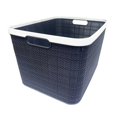 Large Linen Style Storage Basket Navy