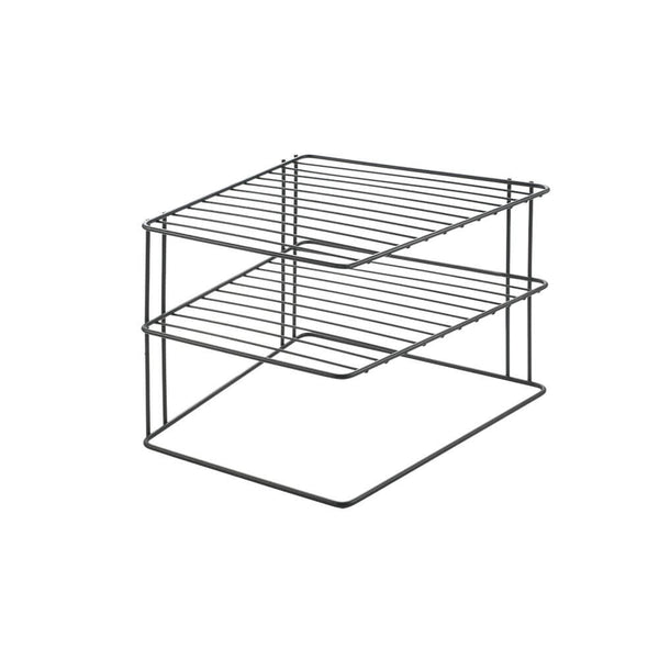 Lava 2 Tier Square Plate Stacker & Pantry Shelf Matte Black