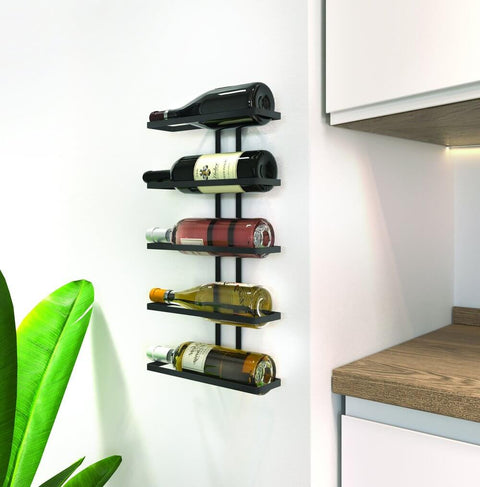 Lava 5 Bottle Wall Mounted Wine Rack Matte Black