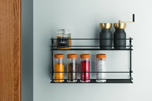 Pepito 2 Tier Wall Mounted Spice Rack Matte Black