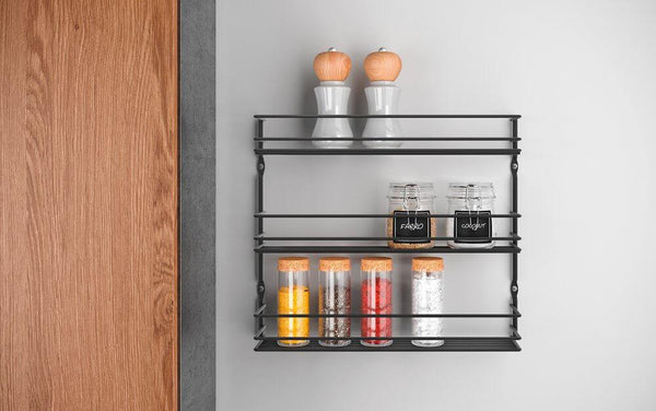 Pepito 3 Tier Wall Mounted Spice Rack Matte Black
