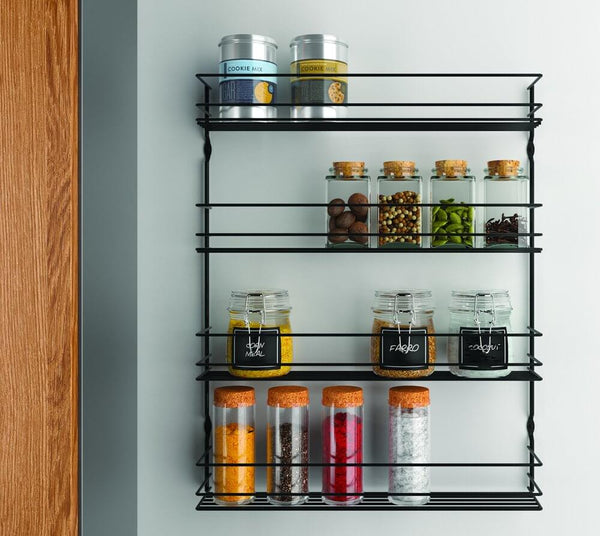 Pepito 4 Tier Wall Mounted Spice Rack Matte Black