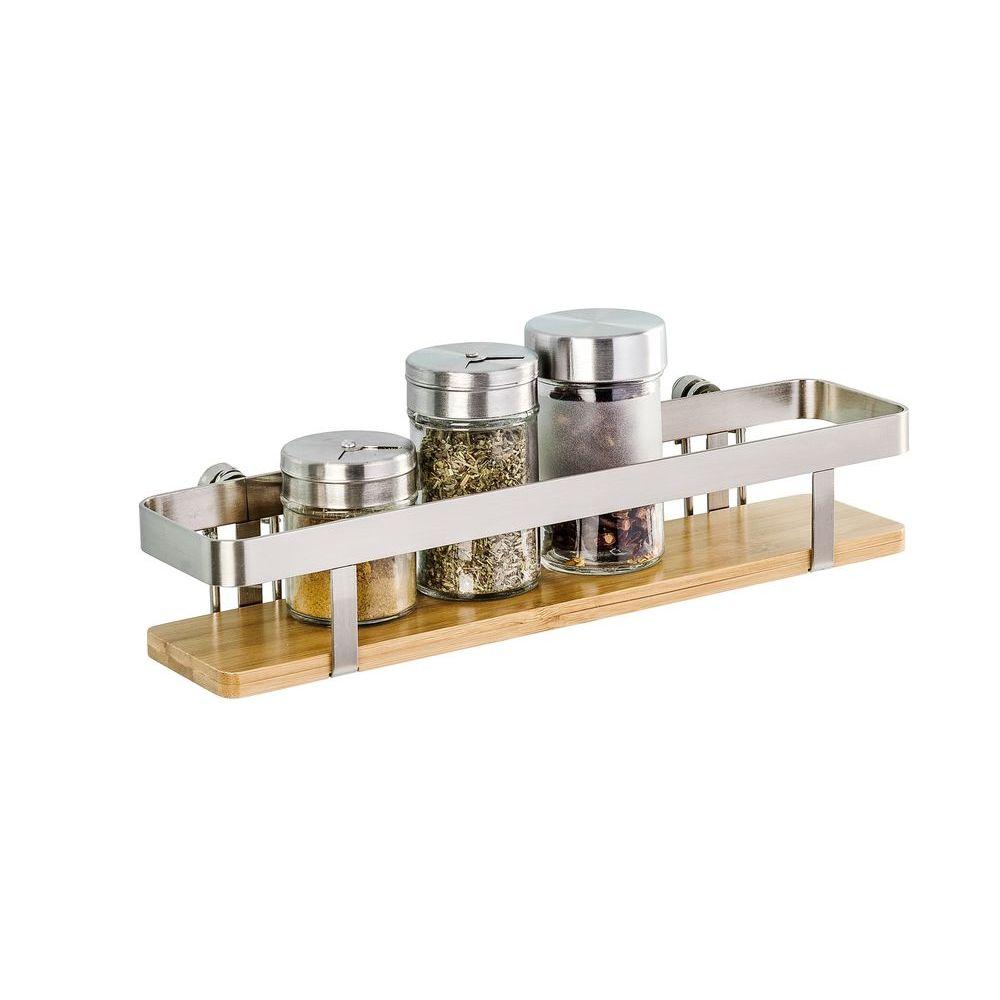 Premium Wall Mounted Spice Rack Bamboo &amp; Steel - KITCHEN - Spice Racks - Soko and Co