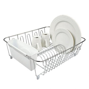 Small Chrome Plated Dish Rack White - KITCHEN - Dish Racks and Mats - Soko and Co