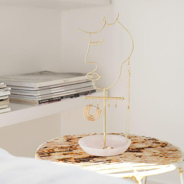 Stackers 5 Hook Face Jewellery Stand Rose Quartz