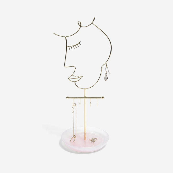 Stackers 5 Hook Face Jewellery Stand Rose Quartz