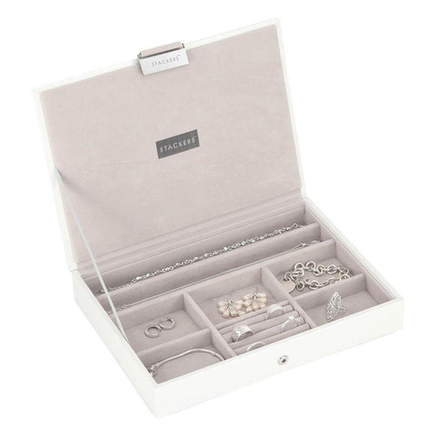 Stackers Classic Lidded Jewellery Box White