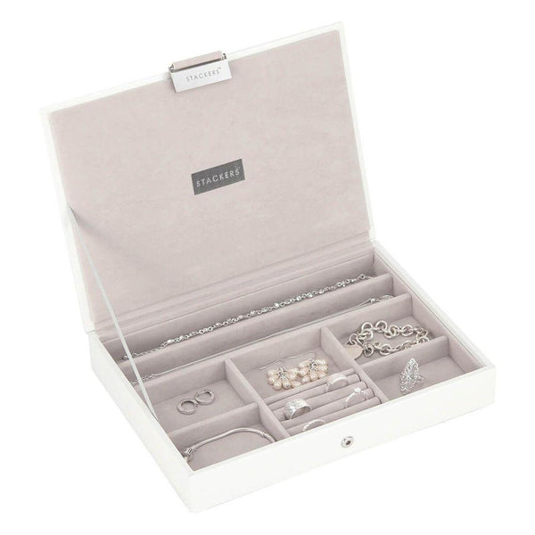 Stackers Classic Lidded Jewellery Box White