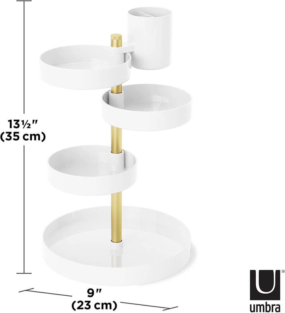Umbra Pirouette Rotating Makeup Organiser White - BATHROOM - Makeup Storage - Soko and Co