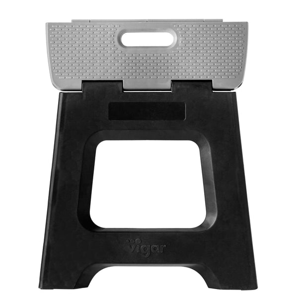 Vigar 32cm Compact Folding Step Stool Black & Grey