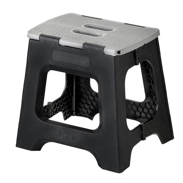 Vigar 32cm Compact Folding Step Stool Black & Grey