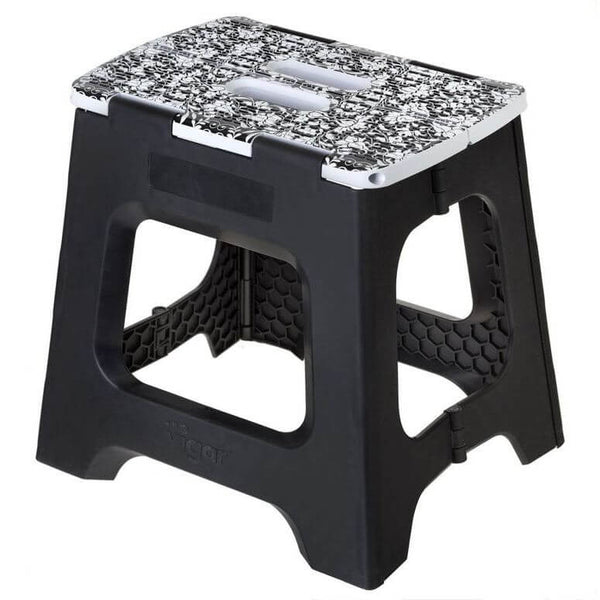 Vigar 32cm Compact Folding Step Stool Black Rococco Print