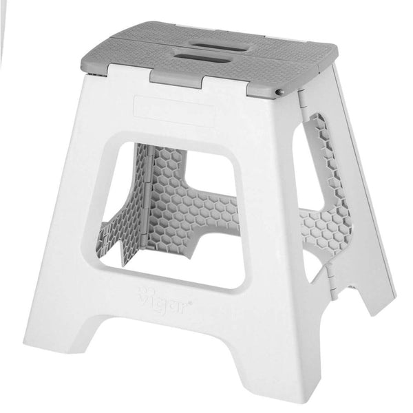 Vigar 40cm 2 Step Folding Step Stool Grey
